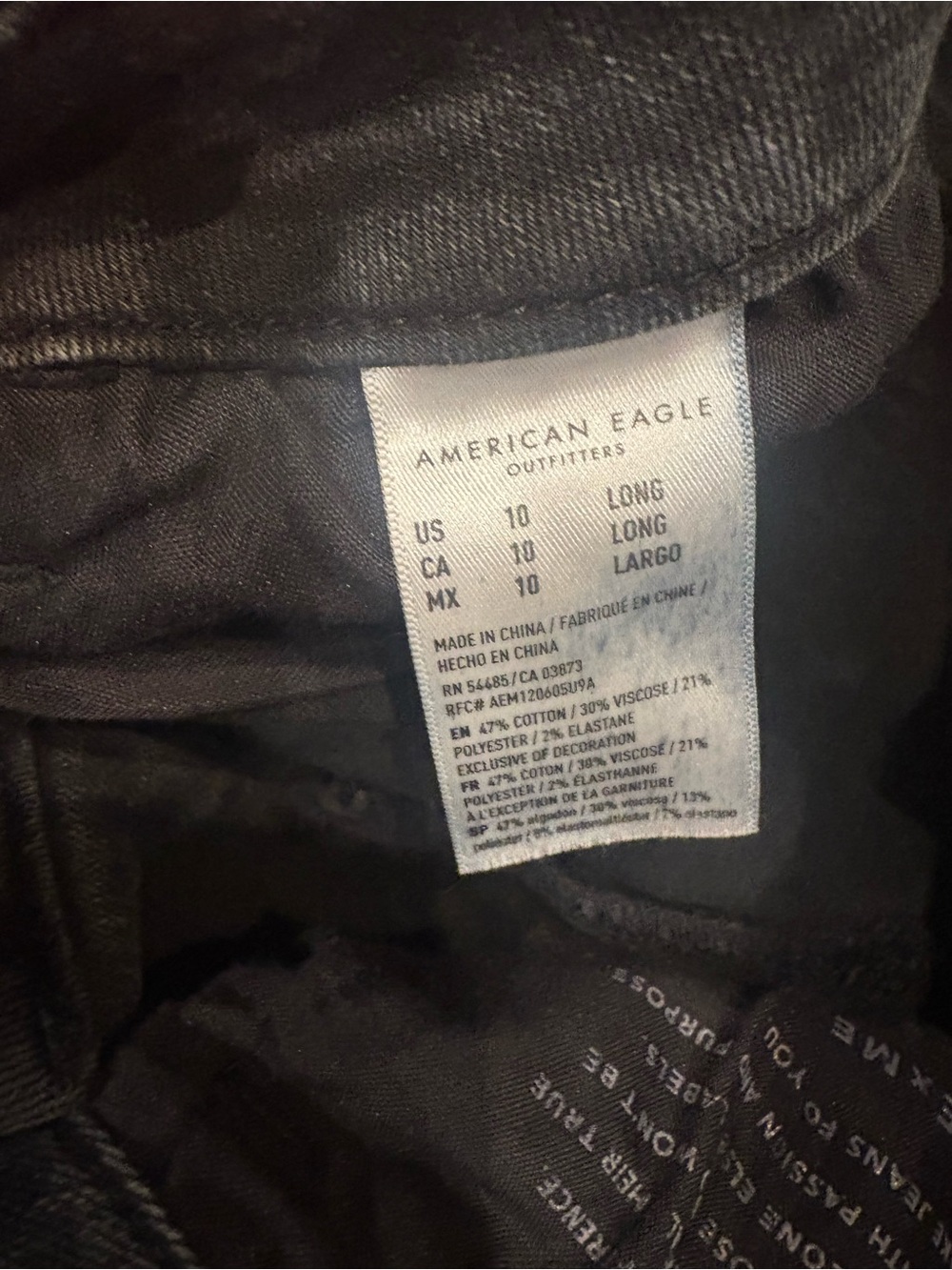 American Eagle $60 Next Level Stretch Hi-Rise Raw Hem Skinny Jeans Black 10 Long - Picture 7 of 12